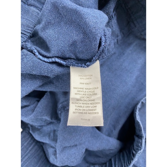 Liz Claiborne Womens Blue Linen Blend Wide Leg Crop Pants Sz M Drawstring Waist - Picture 11 of 11